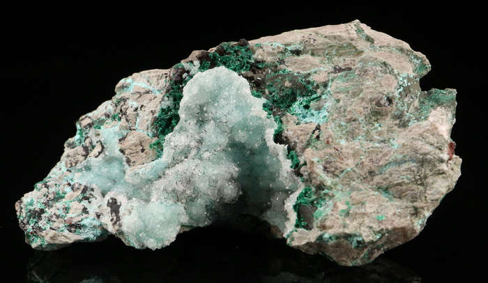 Quartz on Chrysocolla on Matrix, Tenke Fungurume, DR Congo