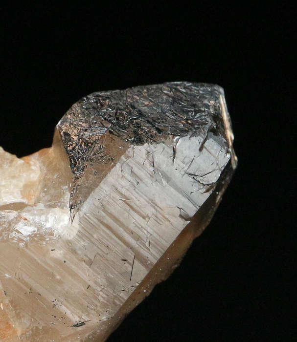 Schorl on Smoky Quartz, Erongo Mnt Region, Namibia