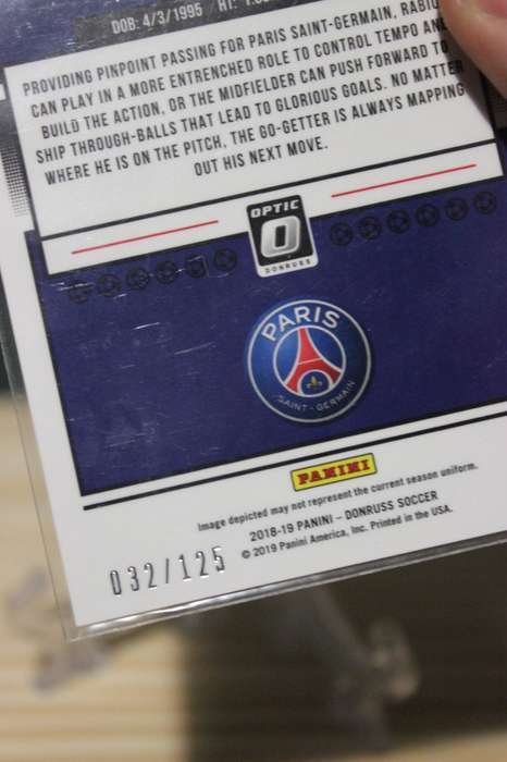 PSG Adrien Rabiot LASER variant NUMBERED out of 125 Donruss Optic 2018 Soccer trading