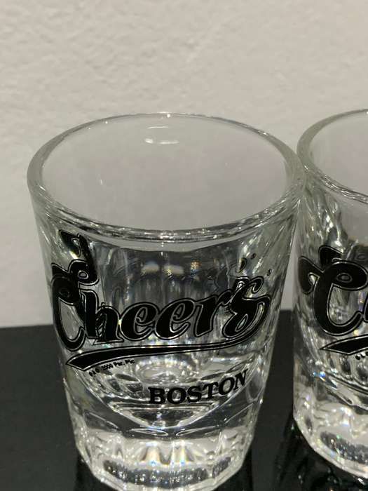 Pair Of Quality, Heavy, Large, Souvenir Tot Glasses  From The Cheers Bar In Boston