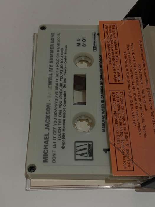 Cassette Tape - Michael Jackson . Farewell My Summer Love - Not Tested / Sold As Is / See Pics (J/E)