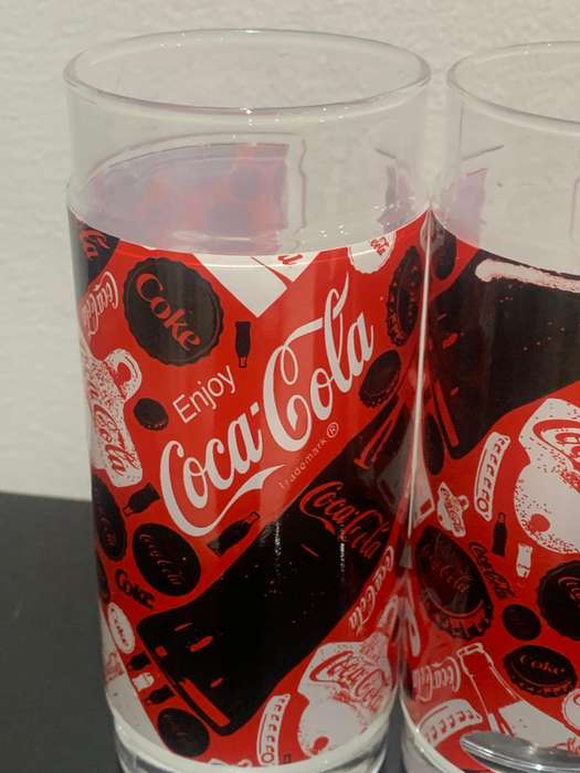 Trio Of Collectible Glass Coke Glasses  Awesome Design With Embossed Contour Bottles