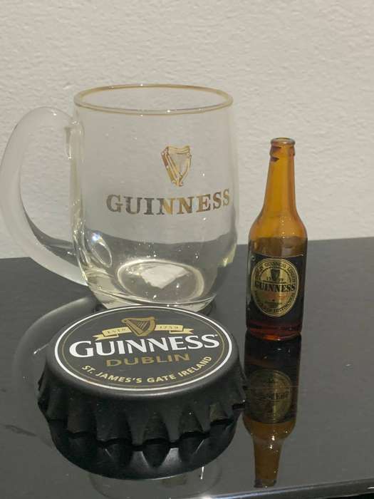 Irish Guinness Pub Paraphernalia - Glass Mug, Bottle Opener, Mini Bottle.