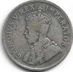 1925 UNION of S A Halfcrown in F grade 80% silver