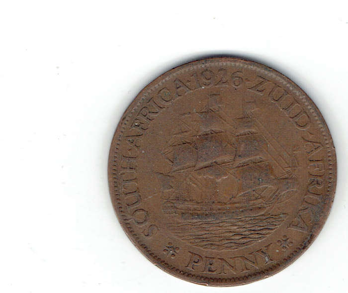 1926 Union of S A 1 Penny in F+ grade