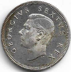 1952 UNION of S A 2 shillings 80% silver in AU grade