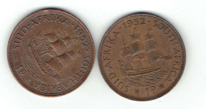 1951 union OF s a 2 X hALF pENNIES IN unc GRADE
