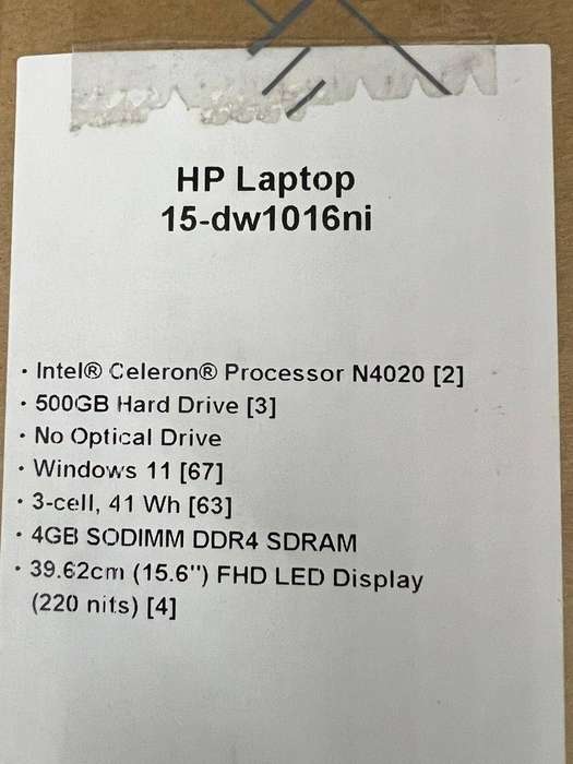 Hp Laptop Intel Celeron 500gb HDD 8GB Ram 15.6"
