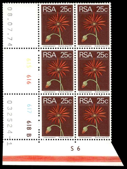 RSA 1974/07/08 2nd Definitive issue 25c Control Blocks Pane B