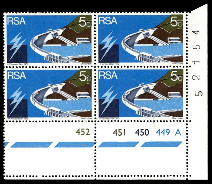 RSA 1972/03/04 Opening of Hendrik Verwoerd Dam Wmk R.S.A 5c Control Blocks Pane A