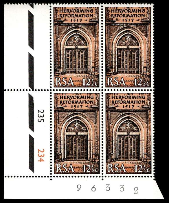 RSA 1697/10/31 450th Anniversary of Reformation 12½c Control Blocks