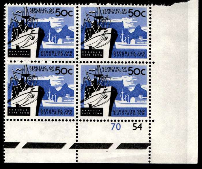 RSA 1961/05 Definitive Issue 50c Cyl. No 70 54 Wmk. Coat of Arms