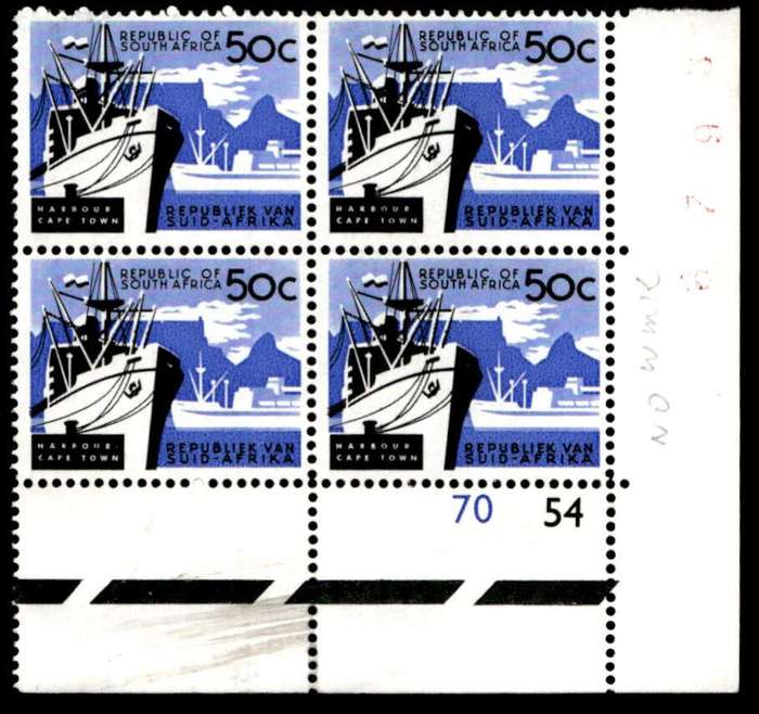 RSA 1962/09 Definitive Issue 50c Cyl. No 70 54 No Wmk. Red Sheet No