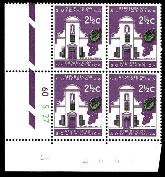 RSA 1966/04 Definitive Issue 2½c Cyl. No 60 S27 R.S.A. Wmk.