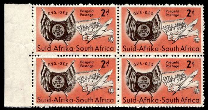 RSA 1954/02/23 Centenary of Orange Free State 2d Wmk. Multiple Springbok Head *8 stamps