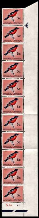 RSA 1961/05 Definitive Issue 3c Cyl No. S16 21 *Wmk CoA 11 Stamps
