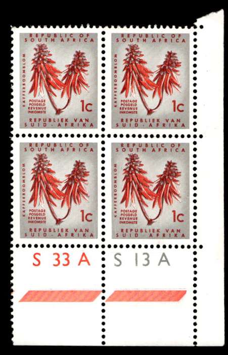 RSA 1963/09 Definitive Issue 1c Cyl. No S33A S13A *Wmk RSA