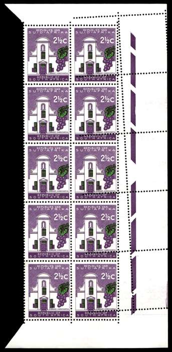 RSA 1963 Definitive Issue 2½c Perforation Shift R.S.A. Wmk. *10 stamps