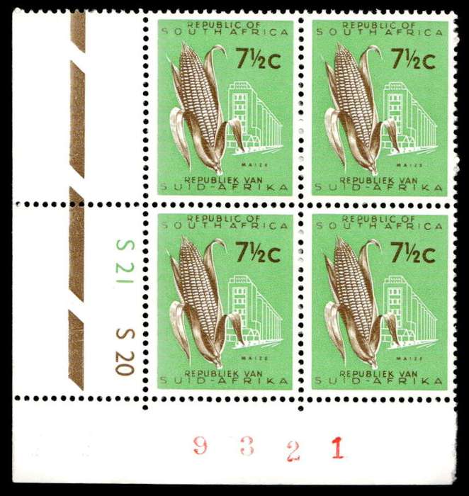 RSA 1963 Definitive Issue 7½c Cyl. No S21 S20 *Wmk R.S.A.