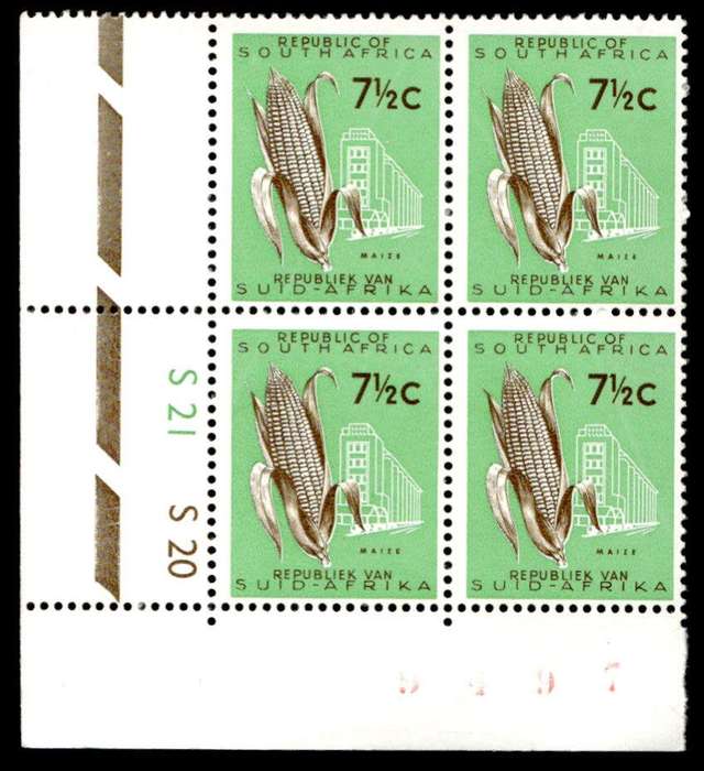 RSA 1963 Definitive Issue 7½c Cyl. No S21 S20 *Wmk R.S.A.