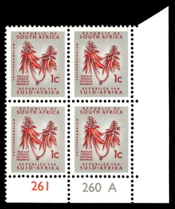 RSA 1968/07 Definitive Issue 1c Cyl. No 261 260A Control Blocks