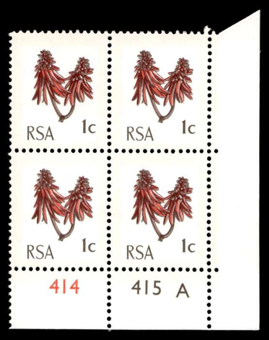 RSA 1970/04 Definitive Issue 1c Cyl. No 414 415A  Wmk R.S.A t-b (H5)