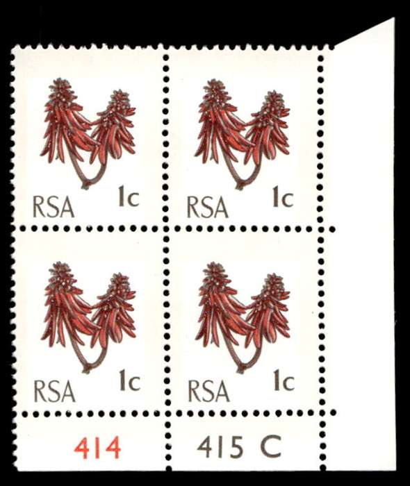 RSA 1970/04 Definitive Issue 1c Cyl. No 414 415C  Wmk R.S.A t-b (H5)