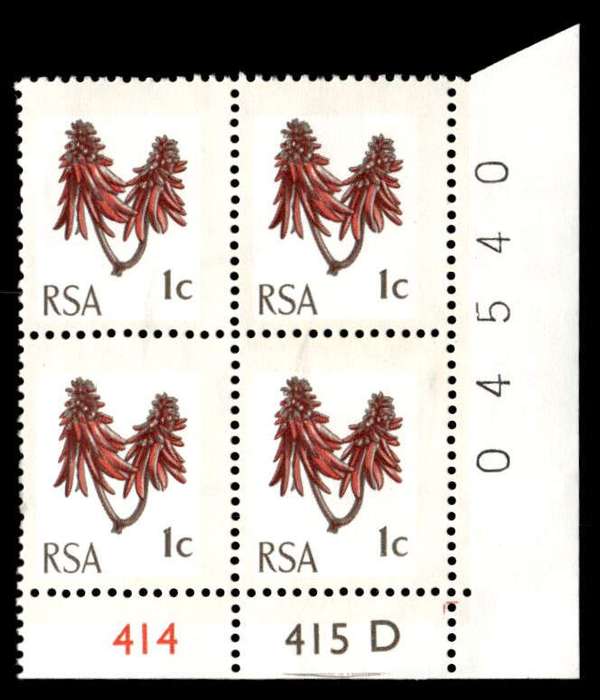 RSA 1970/04 Definitive Issue 1c Cyl. No 414 415D  Wmk R.S.A t-b (H5)