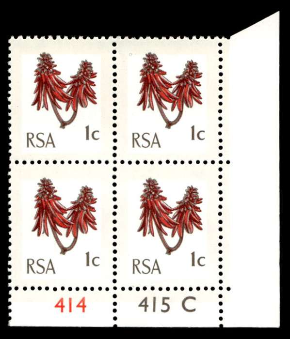 RSA 1970/04 Definitive Issue 1c Cyl. No 414 415C  Wmk R.S.A t-b (H5)