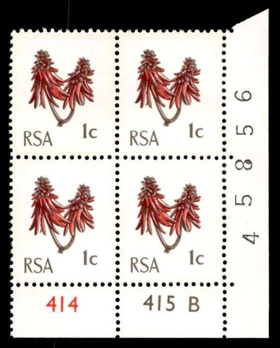 RSA 1971/05 Definitive Issue 1c Cyl. No 414 415B  Wmk R.S.A t-b (H3)