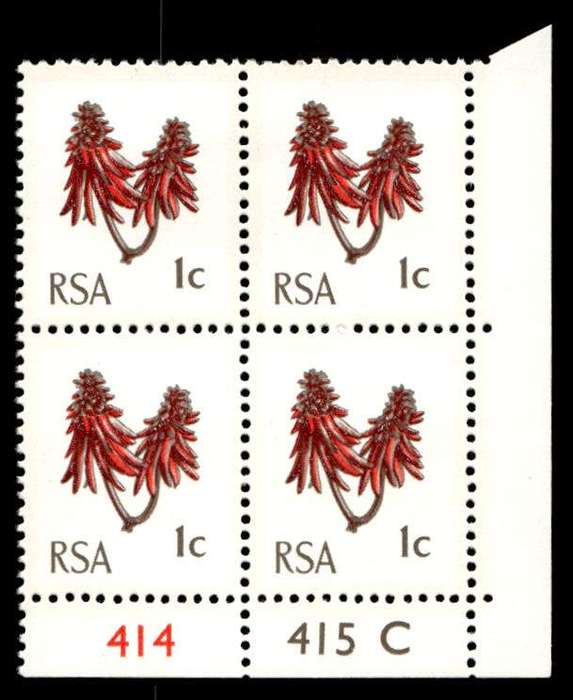 RSA 1971/05 Definitive Issue 1c Cyl. No 414 415C  Wmk R.S.A t-b (H3)