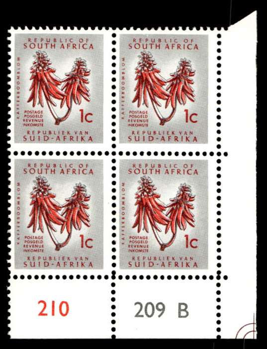 RSA 1967/03/03 Definitive issue 1c Cyl. No 210 209 B