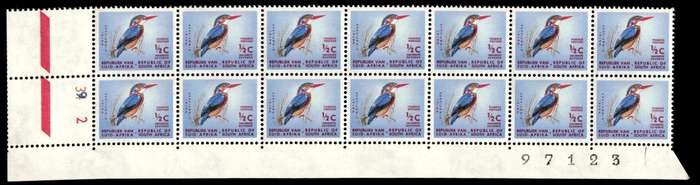 RSA 1961/05 Definitive issue ½c Cyl. No 34 9 2 *14 Stamps