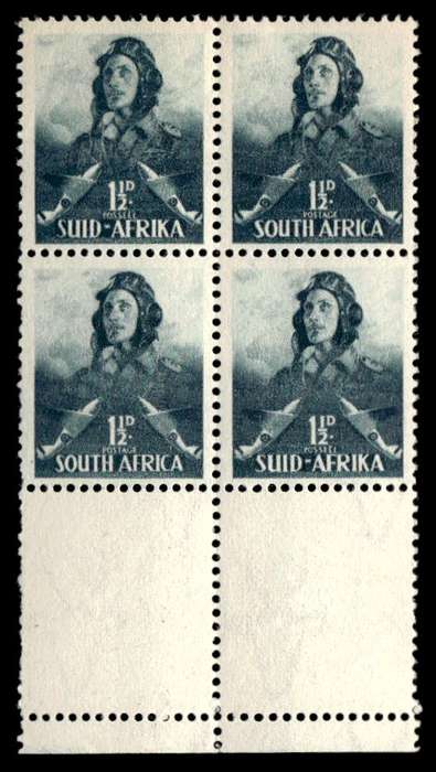 RSA 1942/01/12 South African War Effort Large Format Airman 1½d Wmk MSH