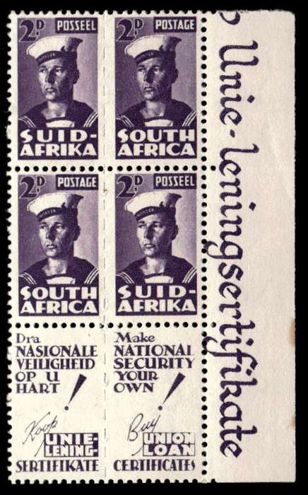 RSA 1943/02 South African War Effort Reduced 2d Sailor Wmk MSH