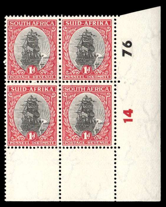 RSA 1950/09/01 Definitive Issue "Suid-Afrika" 1d  Cylinder No 14 76 Wmk MSH