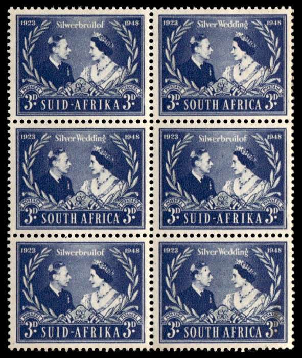 RSA 1948/04/26 Silver Wedding of King George VI and Queen Elizabeth 3d Wmk MSH