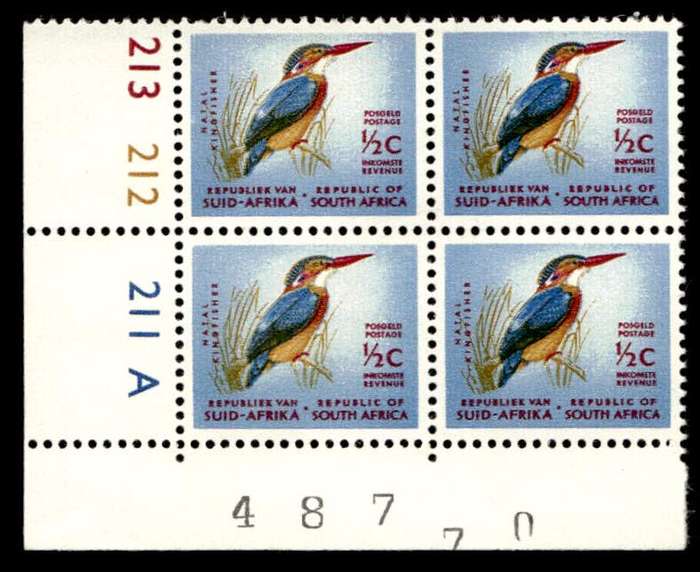 RSA 1967/01 Definitive issue ½c Cyl No. 213 212 211 A Wmk RSA