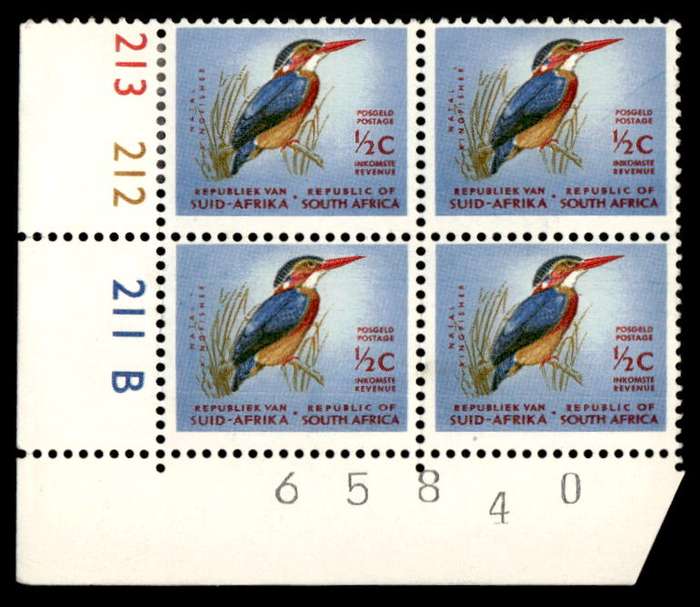 RSA 1967/01 Definitive issue ½c Cyl No. 213 212 211 B Wmk RSA