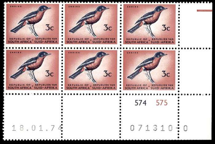 RSA 1974/01/18 Definitive Issue 3c Cyl. No 574 575 0