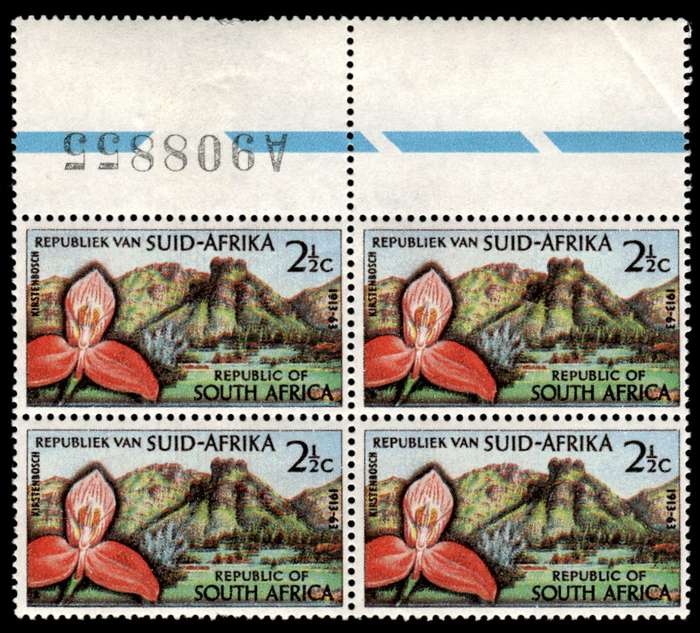 RSA 1963/03/14 50th Anniversary of Kirstenbosch Botanical Gardens 2½c Pane Block A