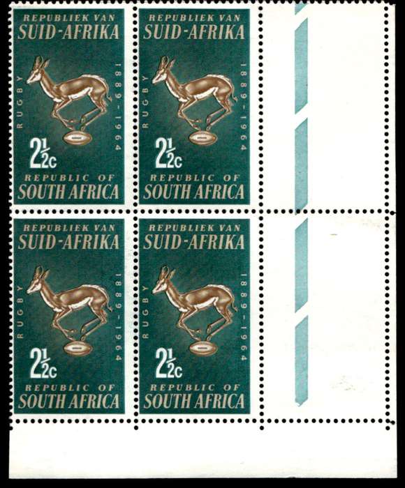RSA 1964/05/08 75th Anniversary of S.A. Rugby Board 2½c *4 stamps