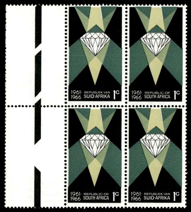 RSA 1966/05/31 Fifth Anniversary of the Republic 1c *4 stamps