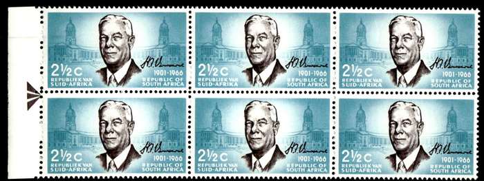 RSA 1966/12/06 Verwoerd Commemoration 2½c *6 Stamps Arrow block