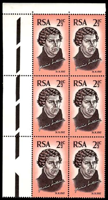 RSA 1967/10/31 450th Anniversary of Reformation 2½c *6 stamps