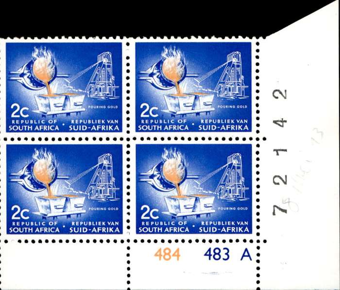 RSA 1972/11 Definitive Issue 2c Cyl. No 484 483A No Wmk