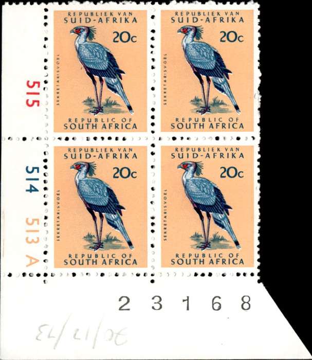 RSA 1973/05/08 Definitive Issue 20c Cyl No 515 514 513A