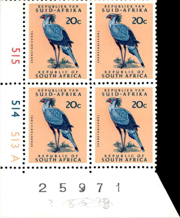 RSA 1973/05/08 Definitive Issue 20c Cyl No 515 514 513A