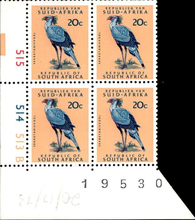 RSA 1973/05/08 Definitive Issue 20c Cyl. No 515 514 513B