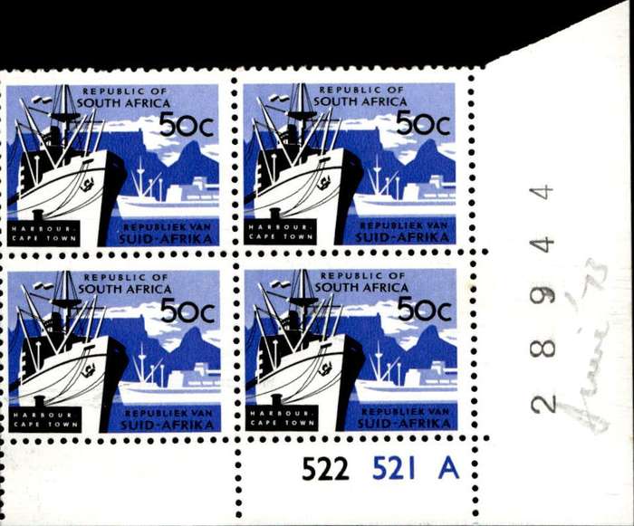 RSA 1974/07/22 Definitive Issue 50c Cyl. No 522 521A